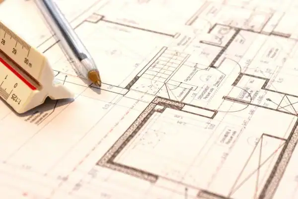 Image of architect Merton drawings